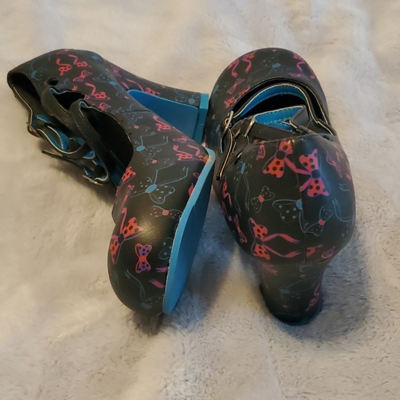 Bow print Tuk chunky heel shoes - Picture 2 of 3
